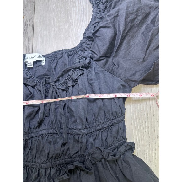 Socks the Label babydoll black flirty girly whimsigoth mini dress large cotton - Picture 3 of 7